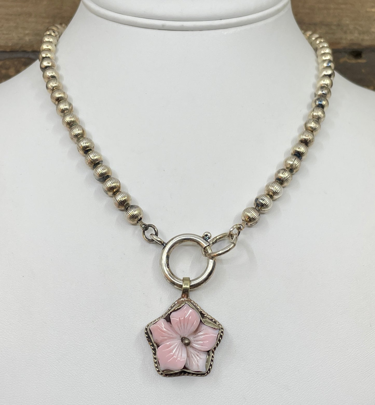 Small Pink Flower Pendant Necklace