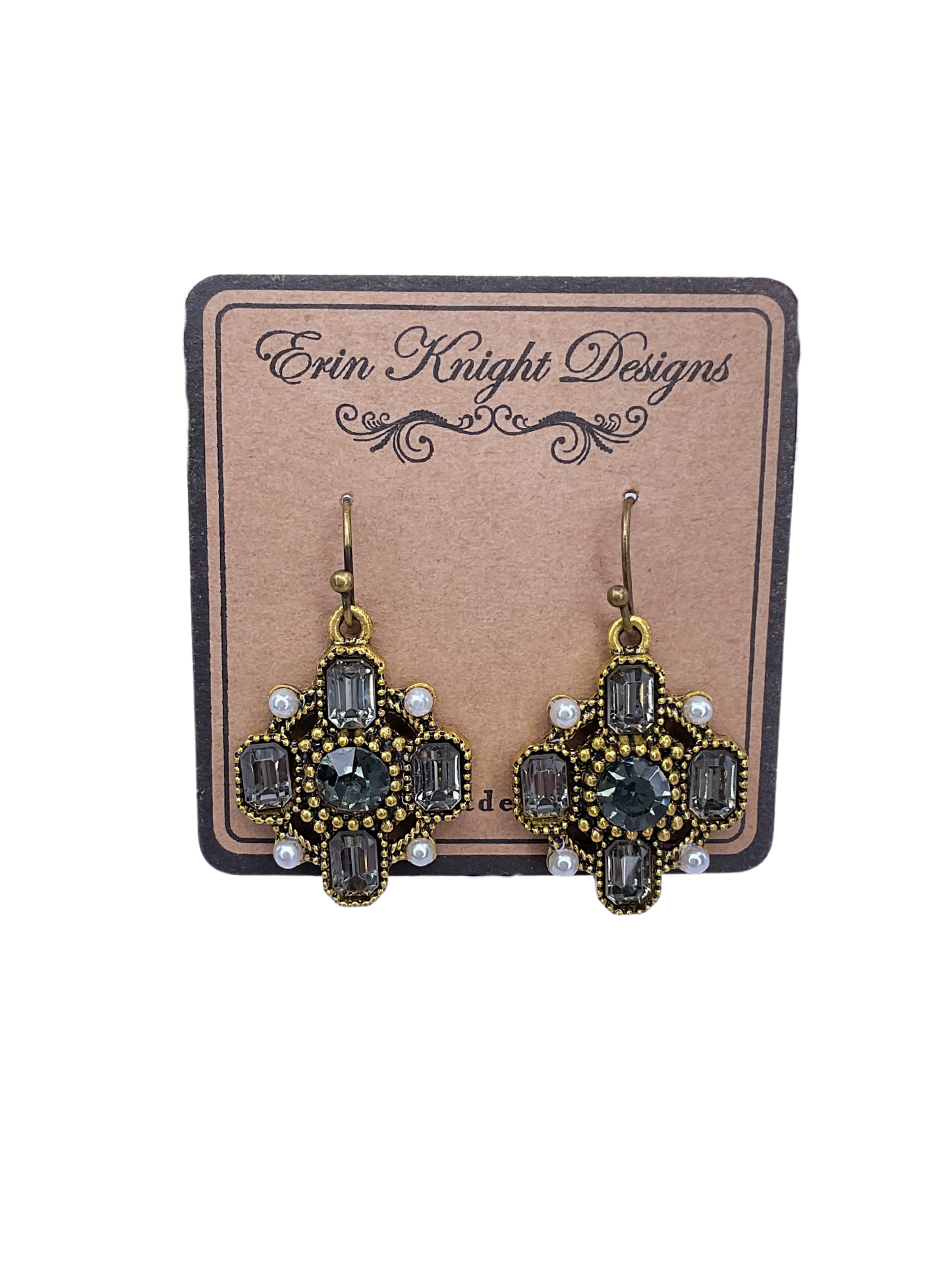 Antique Brass with Black Diamond Rhinestones