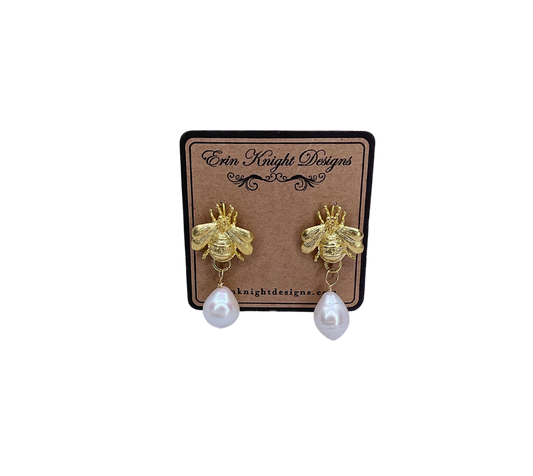 Bee and Pearl Earrings