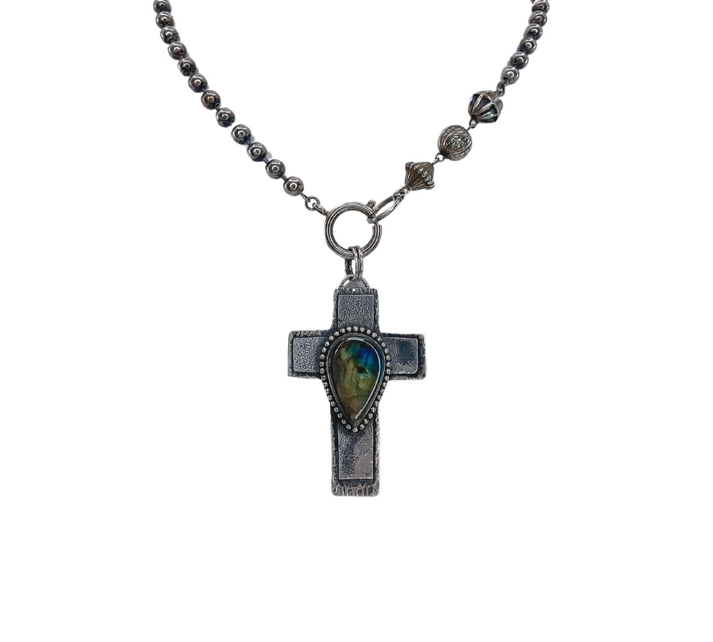 Vintage Sterling and Labradorite Cross