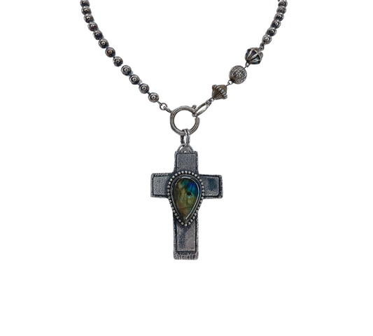 Vintage Sterling and Labradorite Cross