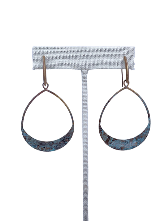 Patina Teardrop Hoop Earrings