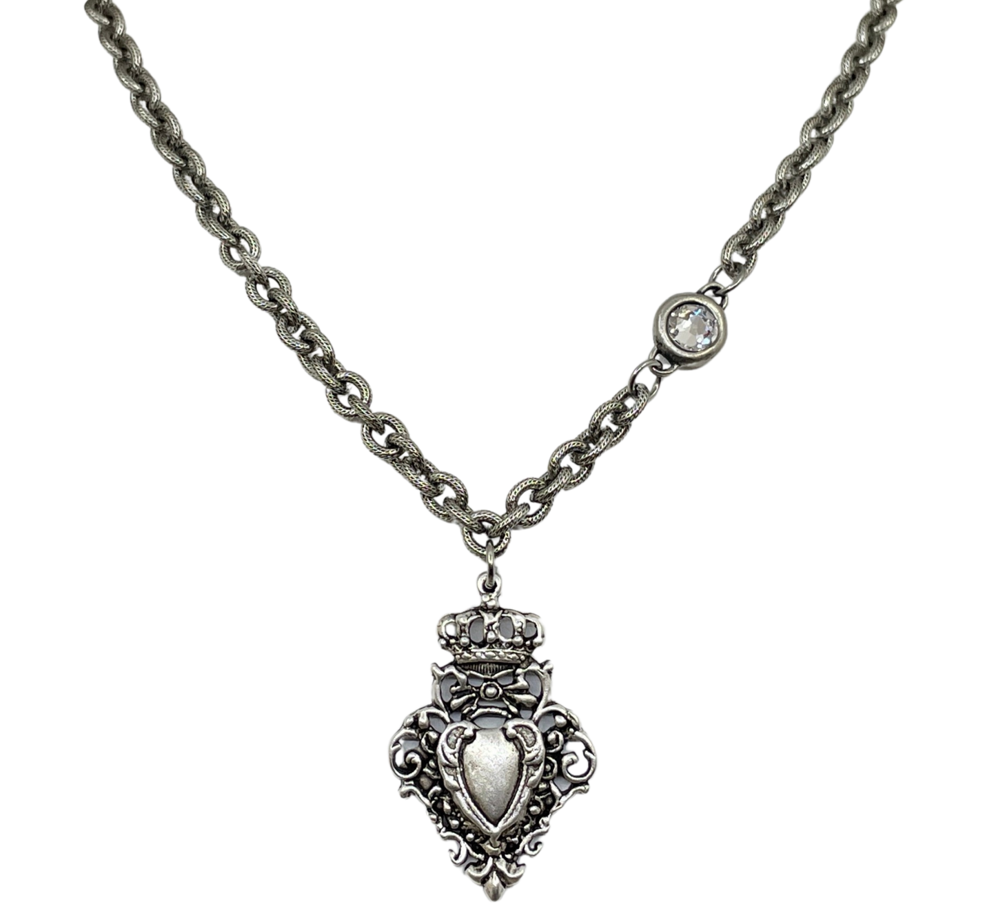 Sterling Plated 18" Chain with Queen of Hearts Pendant