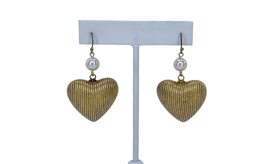 Vintage Gold Plated Hearts with Vintage Pearls