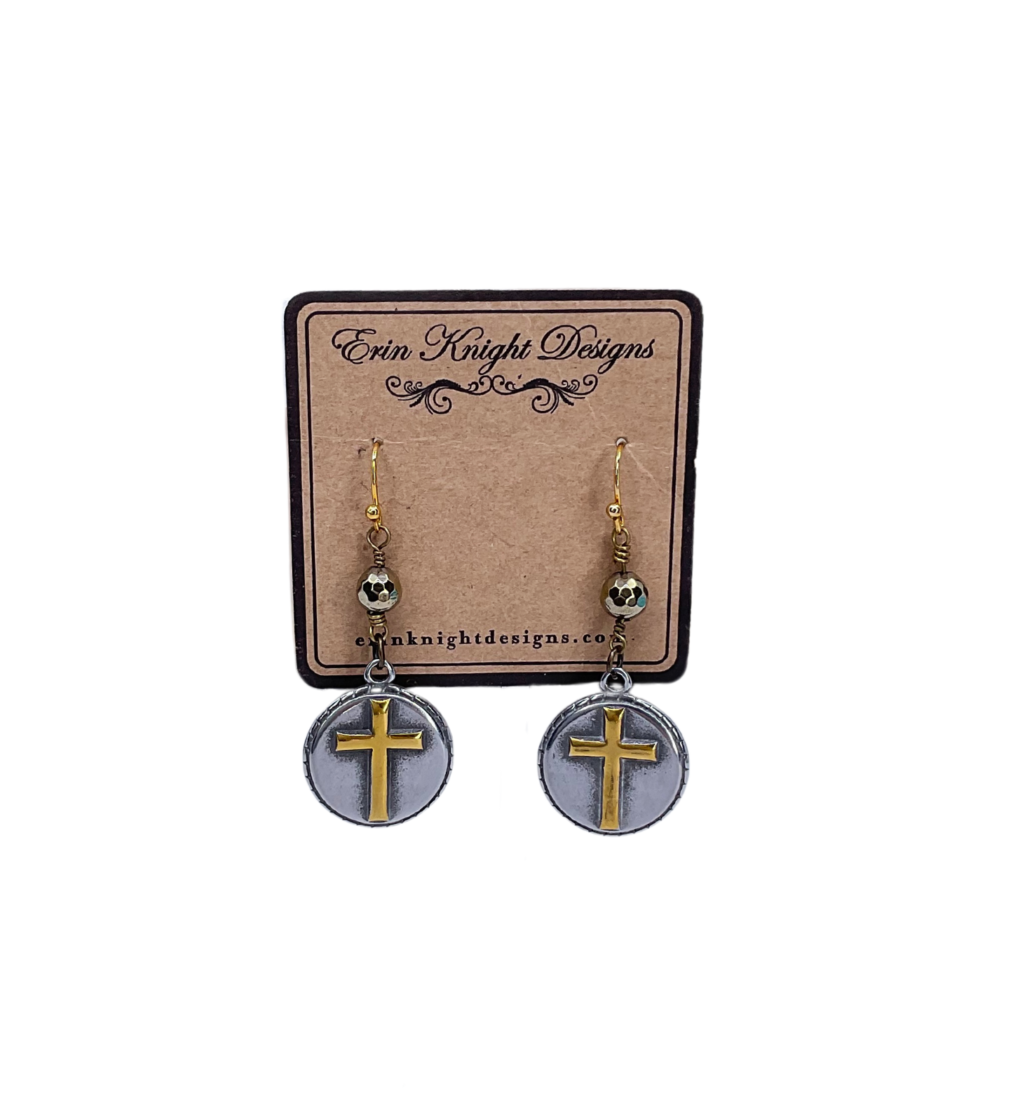 Mixed Metal Cross Earrings