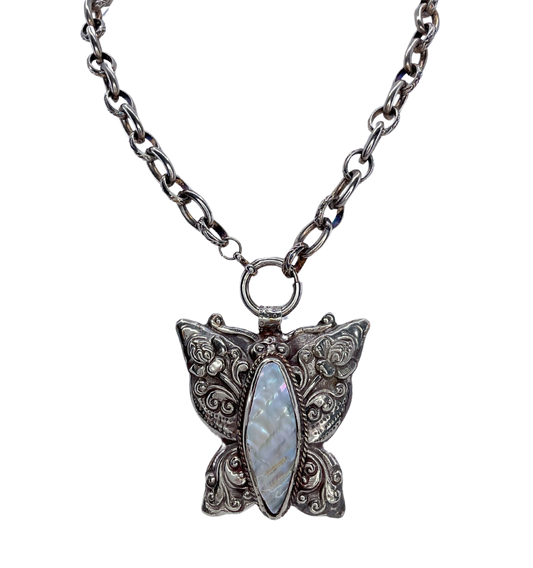 Mother of Pearl Butterfly Necklace