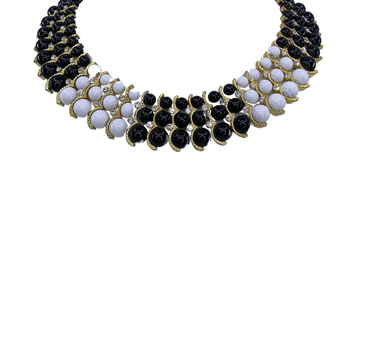 Vintage Black and White Collar Necklace