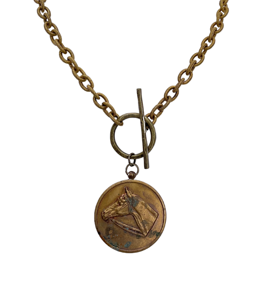 Vintage chain with vintage Bronze Horse Medal