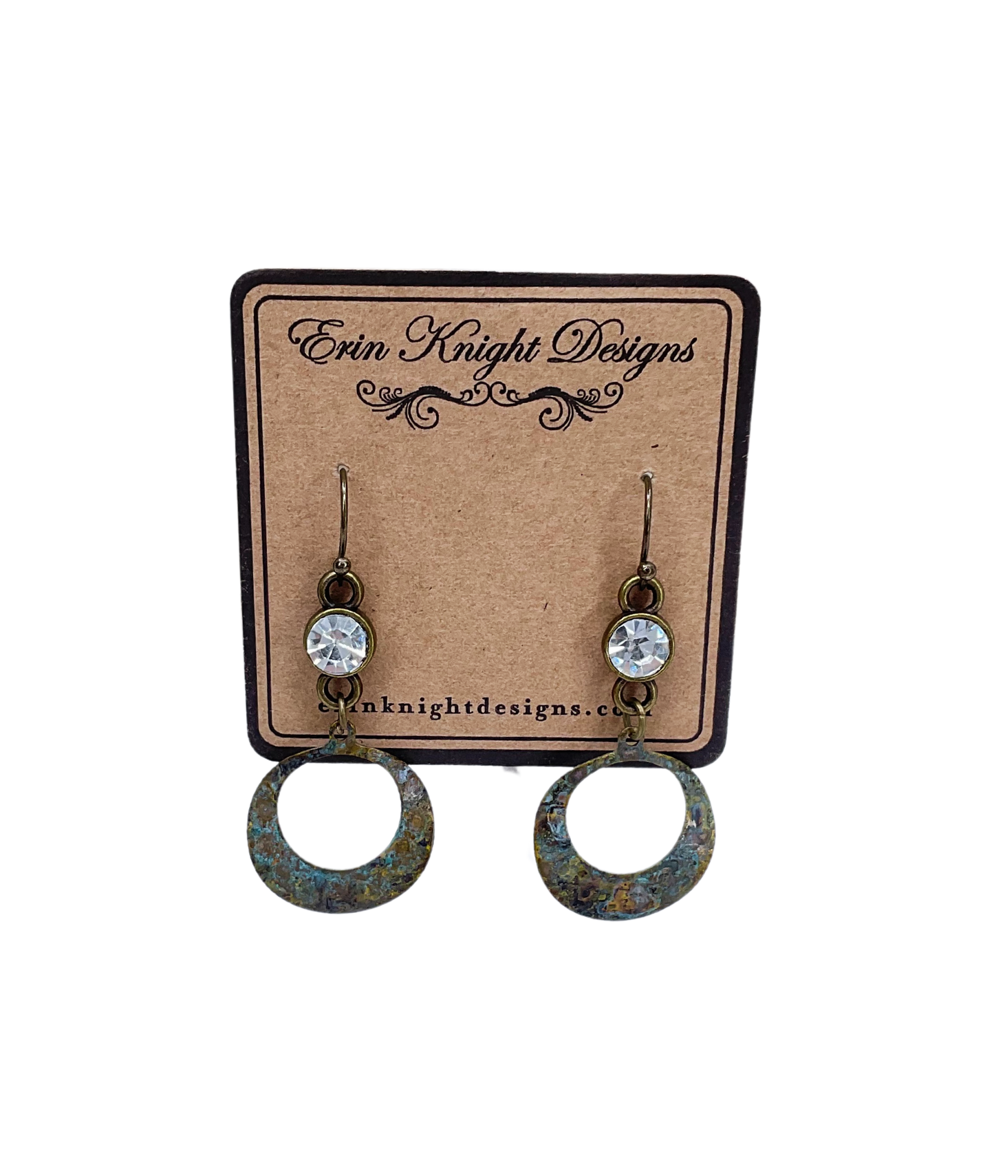 Patina Circle and CZ Earrings