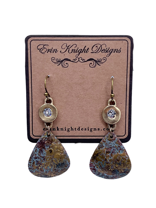 Patina And Swarovski Crystal Earrings