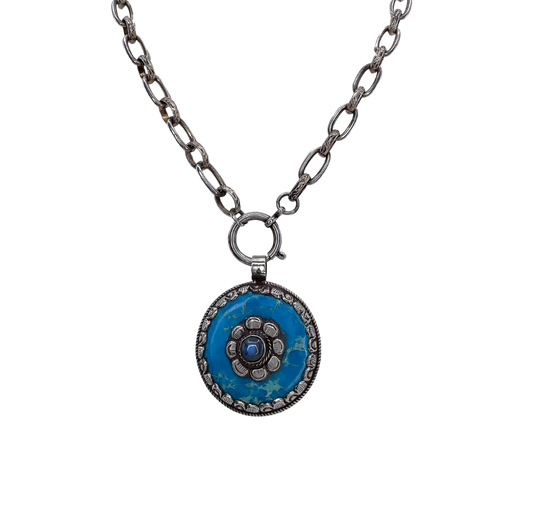 Jasper Tibetan Silver and Labradorite Necklace