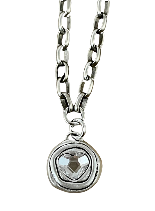 Sterling Plated 18" Chain with Swarovski Crystal Heart Pendant