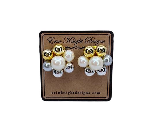 Vintage Pearl Cluster Earrings