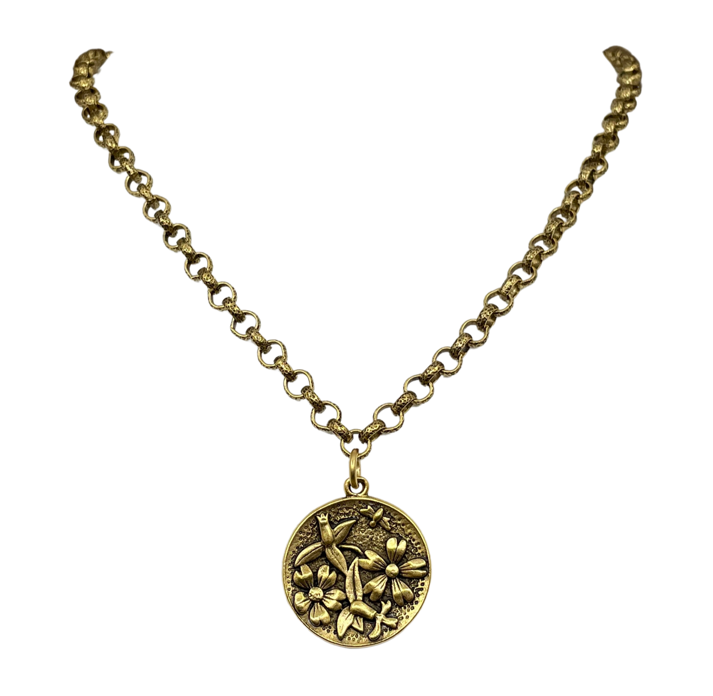 Gold Plated 18" Chain with Gold Plated Flower Bee Pendant