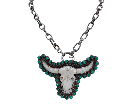 Vintage Bone and Turquoise Longhorn