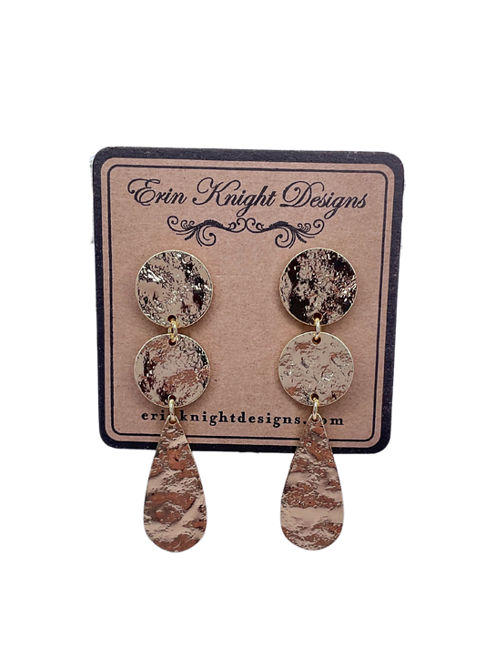 Hammered Rose Gold Drop Earrings