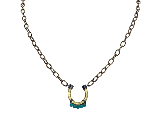 Gold Plated and Turquoise Horseshoe