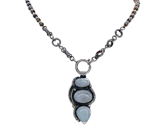 Vintage Silver Plated Chain with Moonstone Necklace