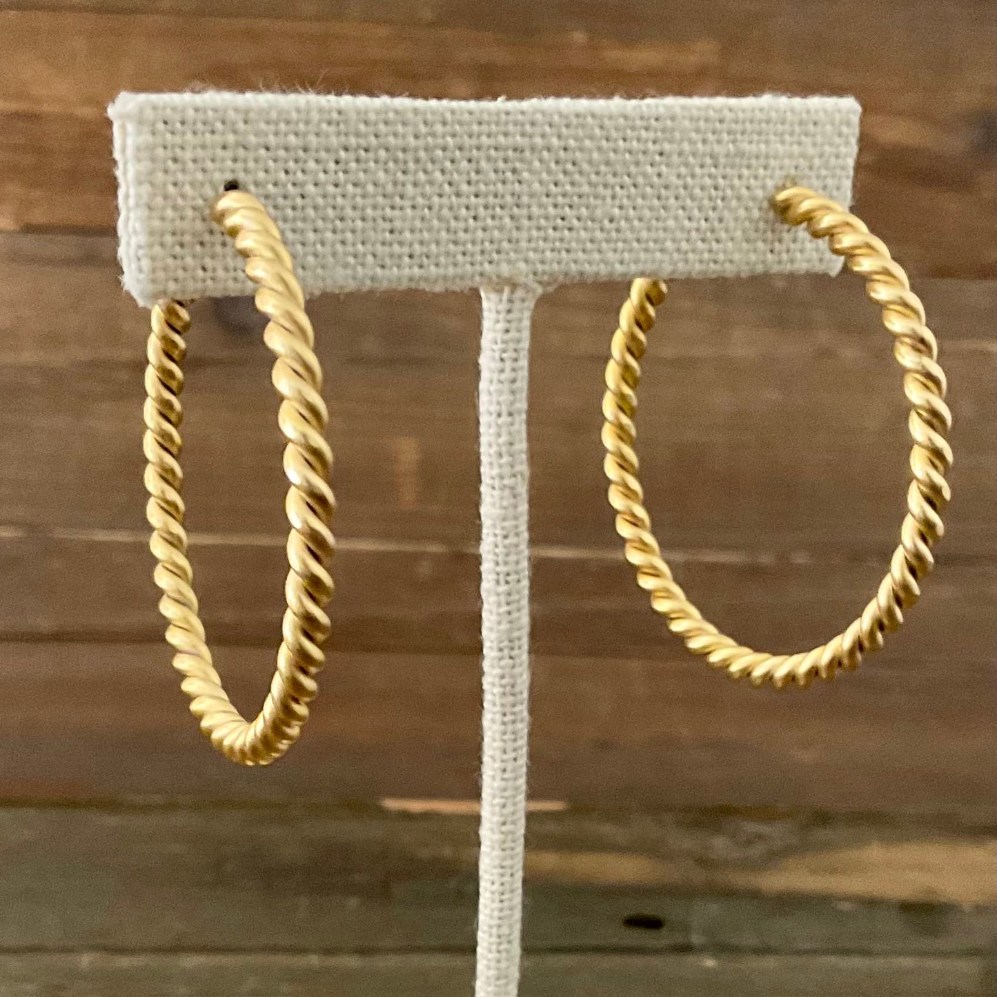 Gold Plated Vintage Rope Hoop Earrings