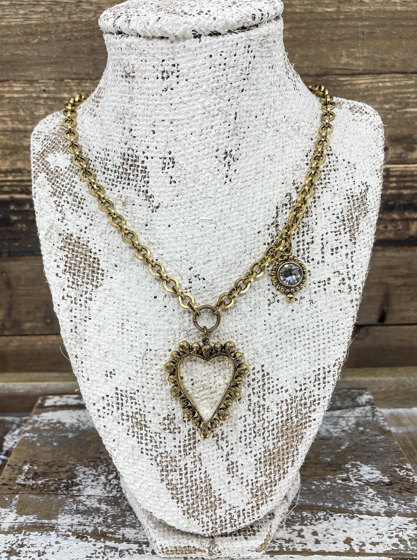 Vintage Brass Heart Necklace