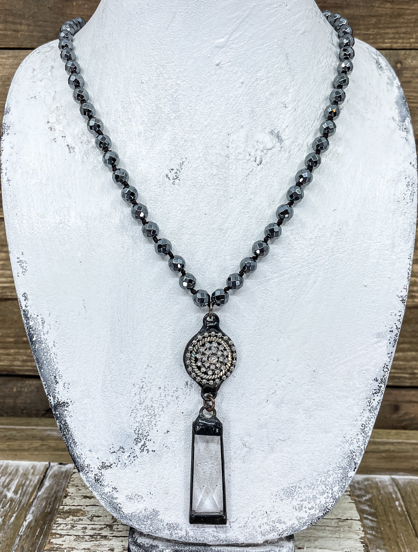 Vintage Crystal Pendant & Hematite Necklaces